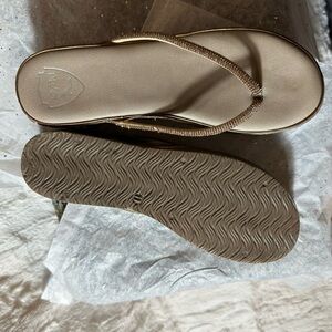 Nayaa beige glitter thong wedge sandals for women featuring glitter accents